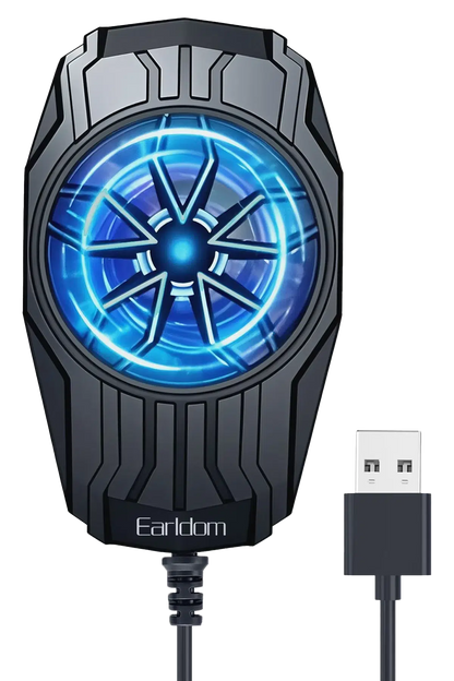 Earldom F17 Radiator Phone Cooling Fan Black – Mobile Gaming Cooler with Fast Heat Dissipation