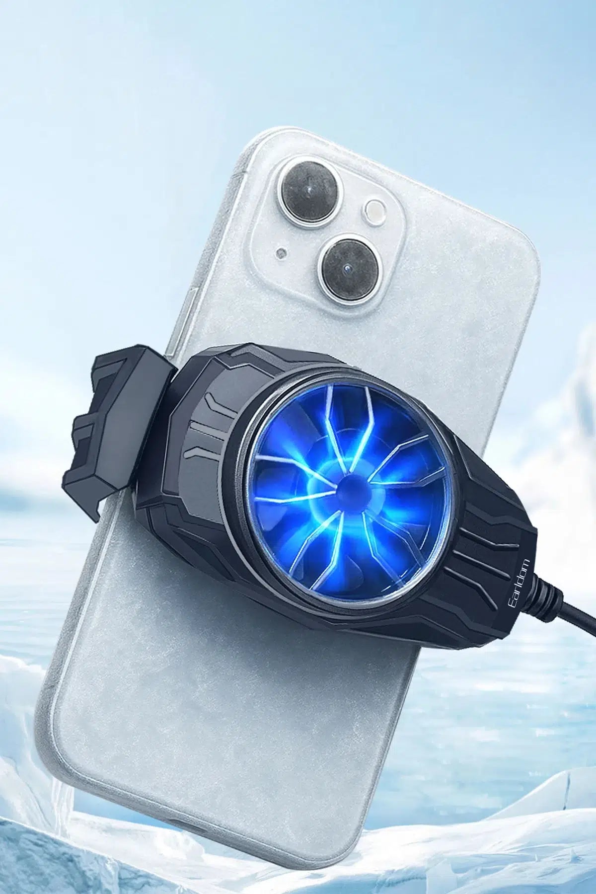 Earldom F17 Radiator Phone Cooling Fan Black – Mobile Gaming Cooler with Fast Heat Dissipation