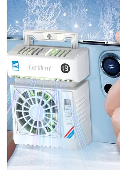 Earldom F23 Clip-On Phone Cooling Fan with RGB & Digital Temperature Display