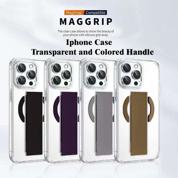 Transparent Mag Grip Case for iPhone & Samsung with Color Handle