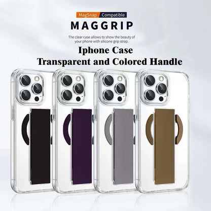 Transparent Mag Grip Case for iPhone & Samsung with Color Handle