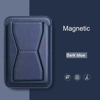 For iPhone Leather Bracket Clip Magsafe Magnetic Phone Card Holder Magsafe Wallet Stand Foldable Slim Leather iPhone Stand Wallet