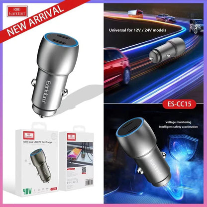 Earldom® CC15 40W Dual USB PD Car Charger