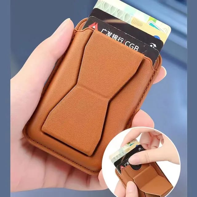 For iPhone Leather Bracket Clip Magsafe Magnetic Phone Card Holder Magsafe Wallet Stand Foldable Slim Leather iPhone Stand Wallet