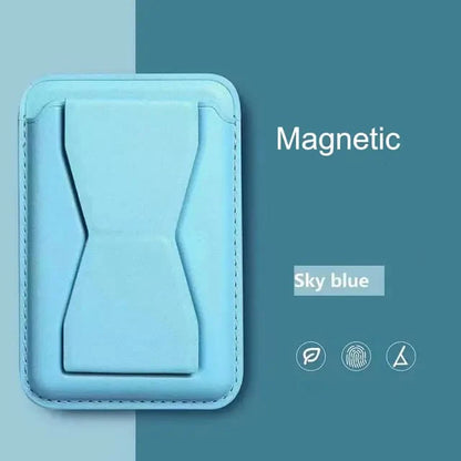 For iPhone Leather Bracket Clip Magsafe Magnetic Phone Card Holder Magsafe Wallet Stand Foldable Slim Leather iPhone Stand Wallet